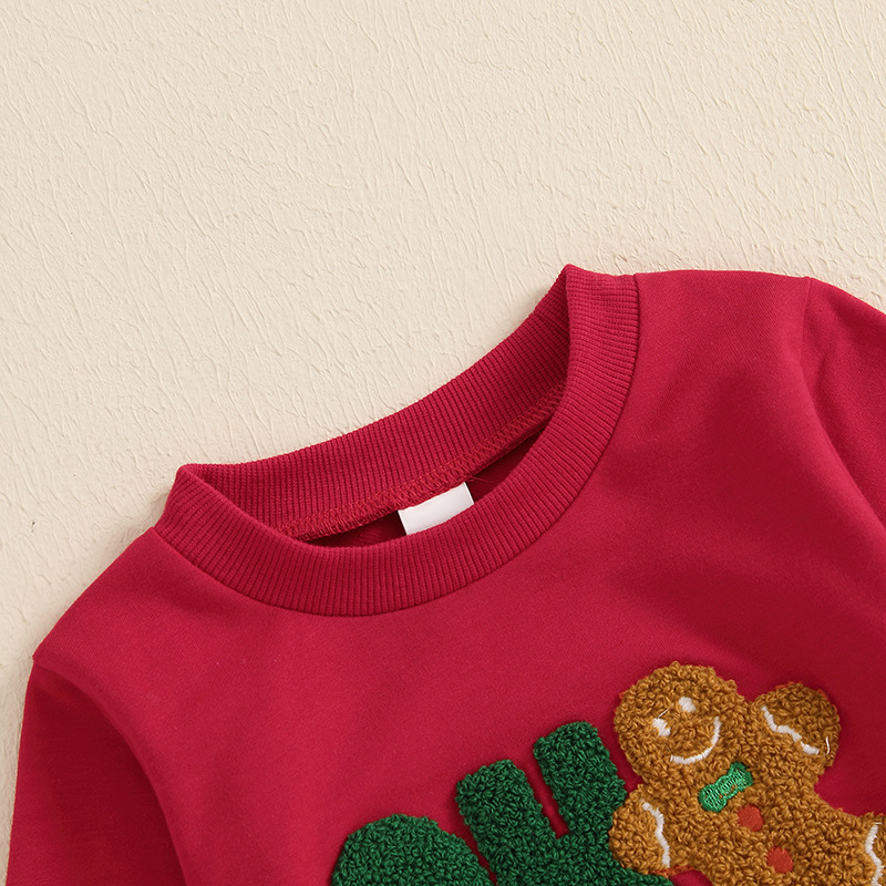 Baby Letter Gingerbread Man Embroidery Sweatshirt