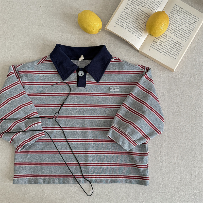 Kids Stripe Lapel T-shirt