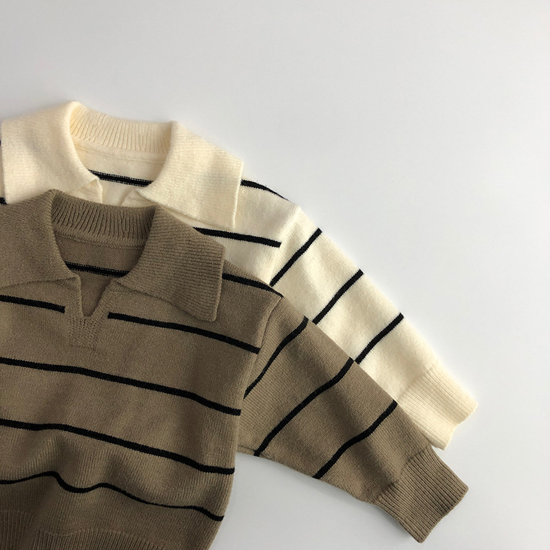 Toddler Striped Lapel Sweater