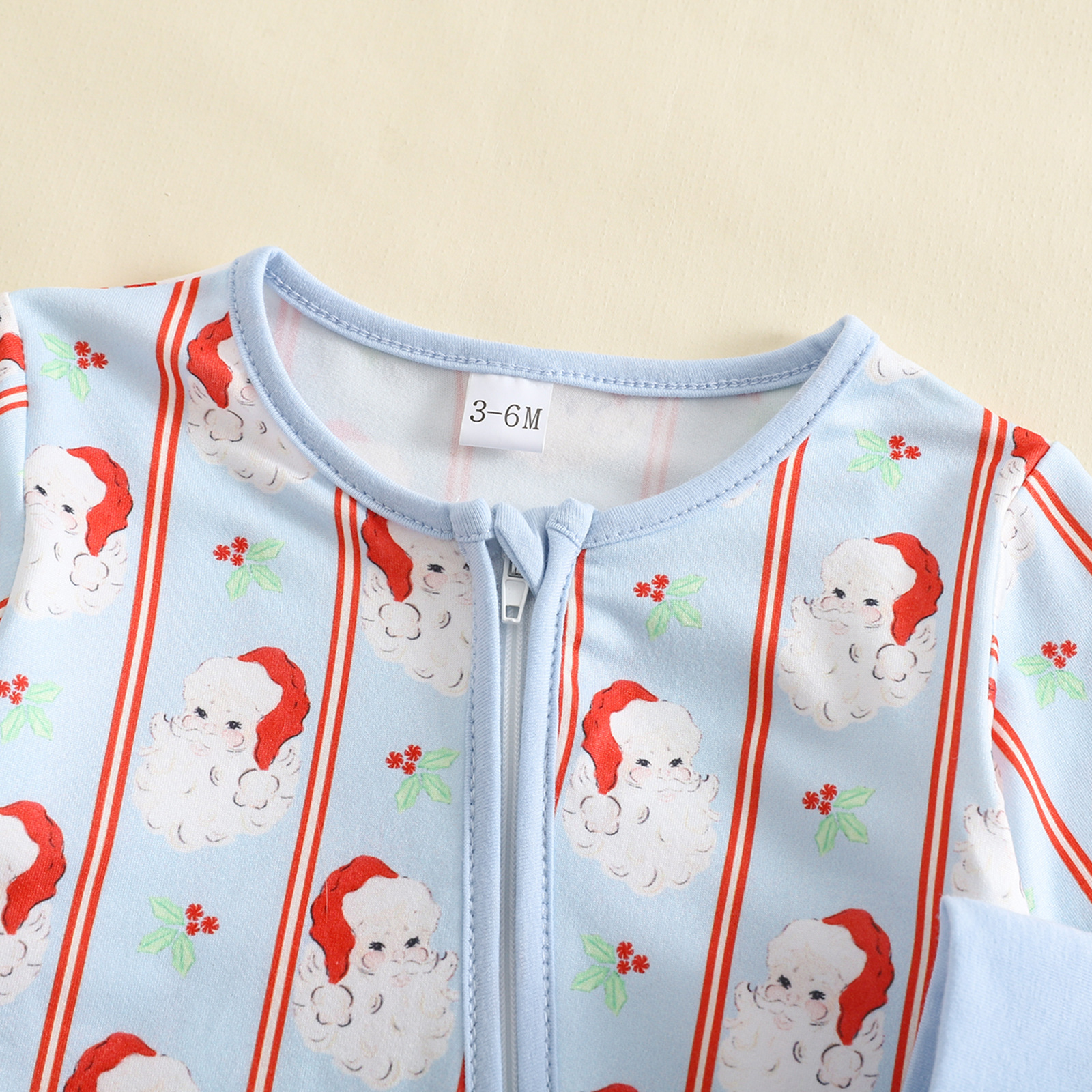 Baby Stripe Santa Claus Zipper Romper