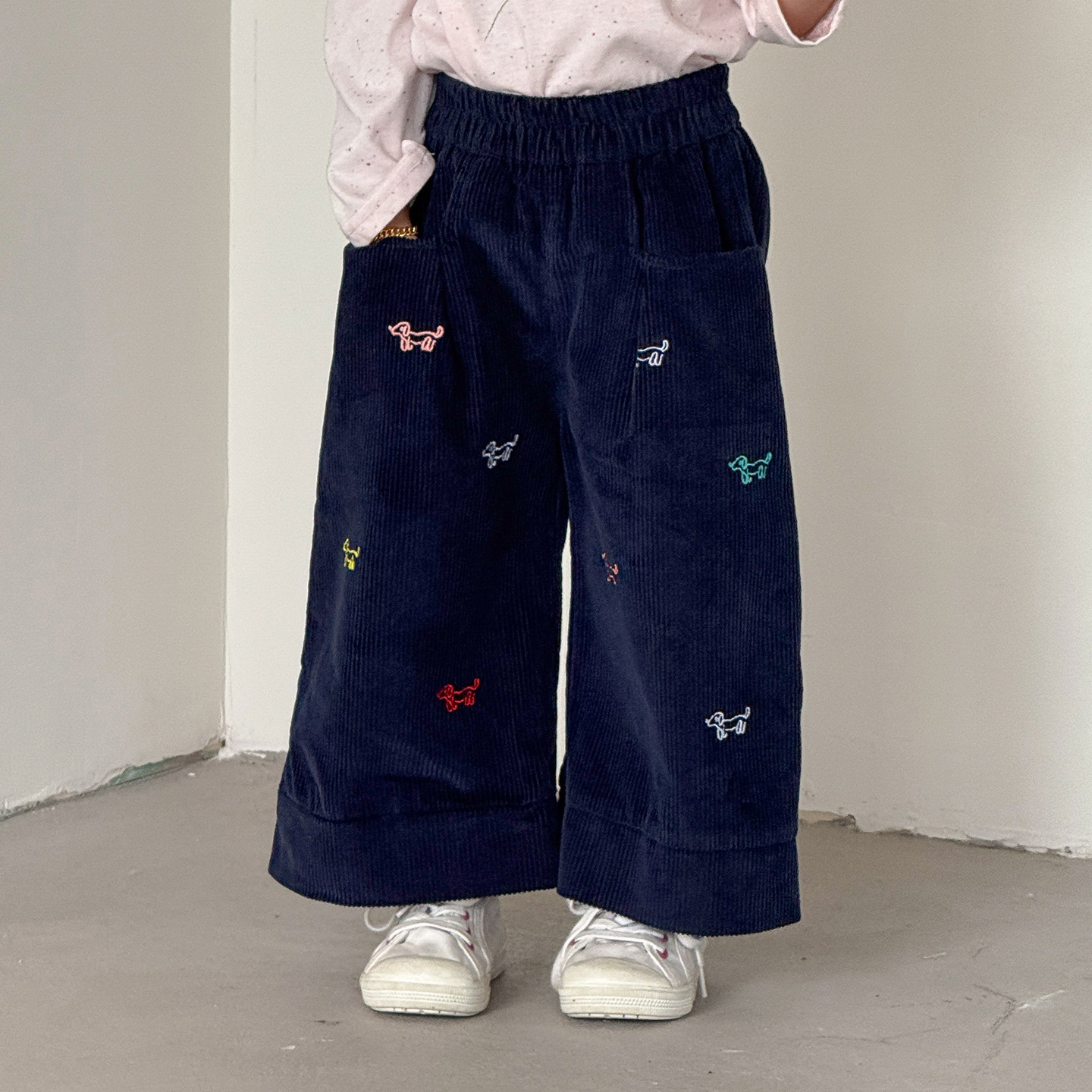Kids Colorful Dog Corduroy Pants