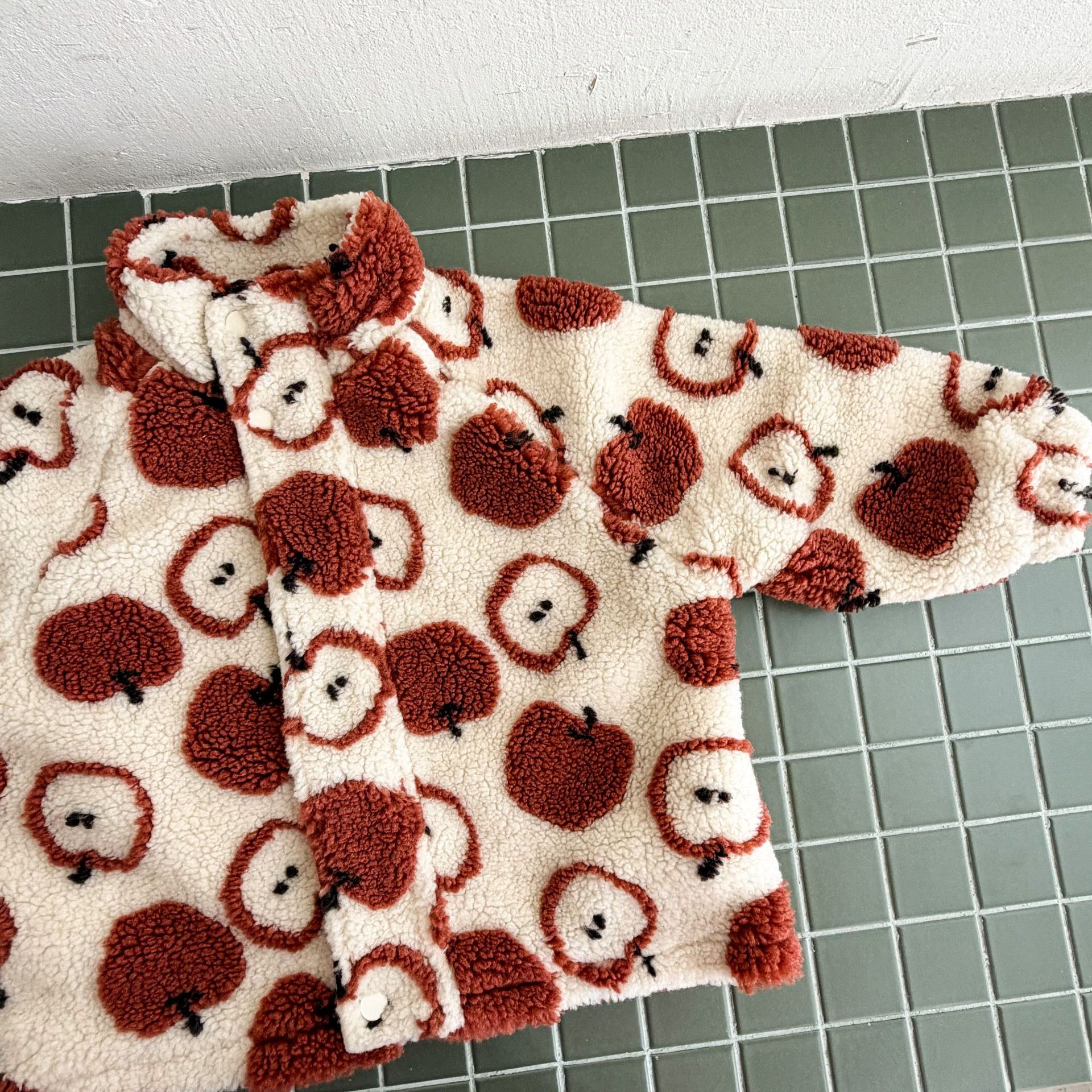 Kids Fruit Food Print Lambswool Outerwear