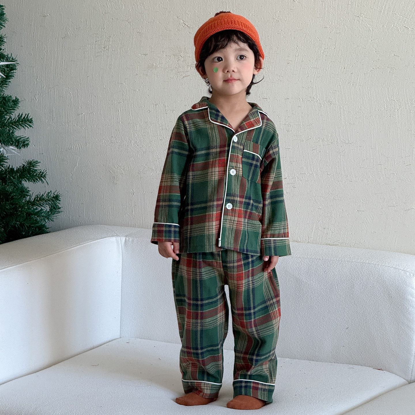 Kids Christmas Checkerboard Pajamas 2-Piece Set Or Dress