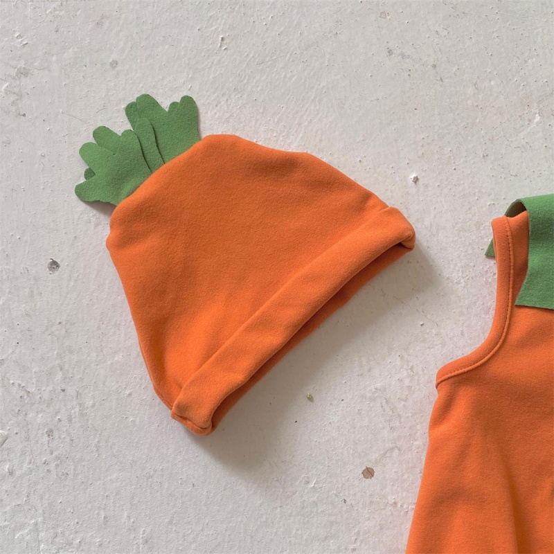 Baby Halloween Sleeveless Pumpkin Print Romper （Includes hat）