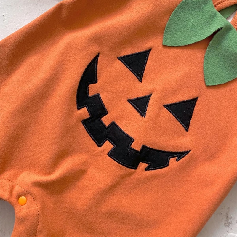 Baby Halloween Pumpkin Print Romper （Includes hat）