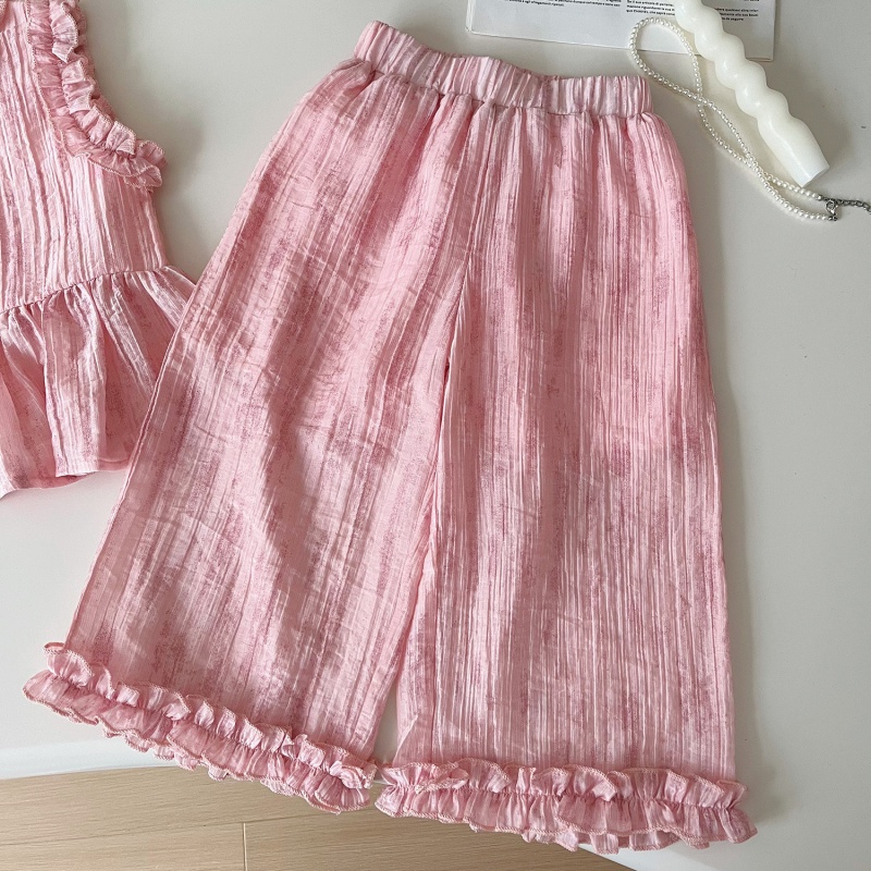 2-Piece Kid Girl Sleeveless Lace Top and Pants Set