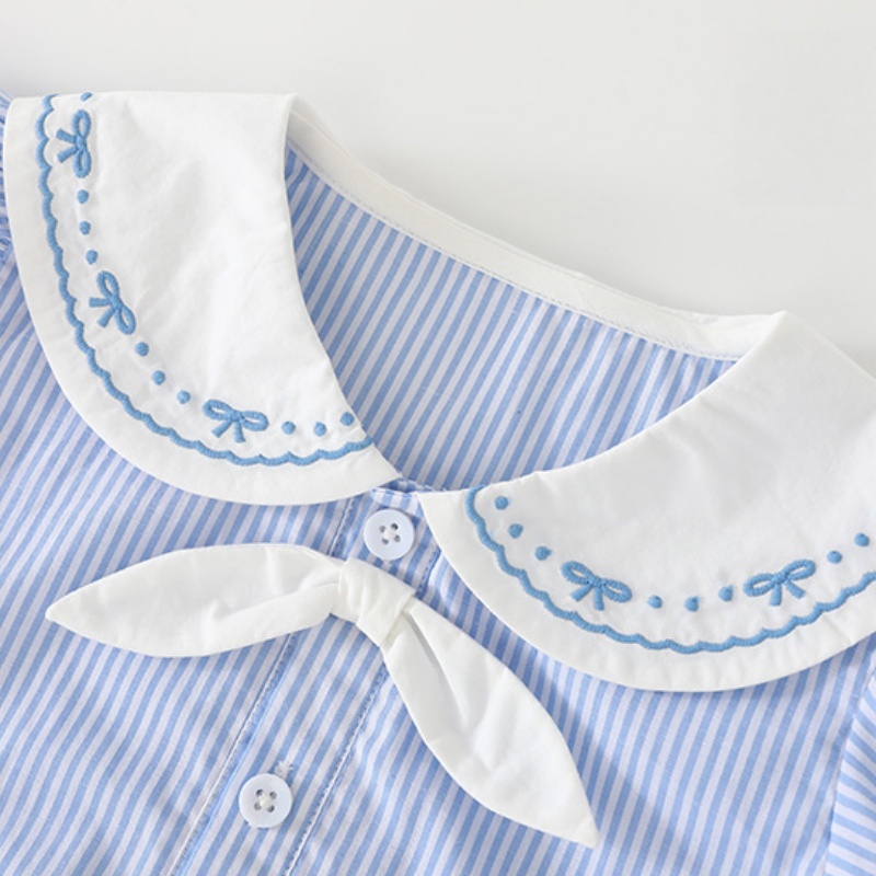 Baby Girl Blue Striped Doll Collar Dress