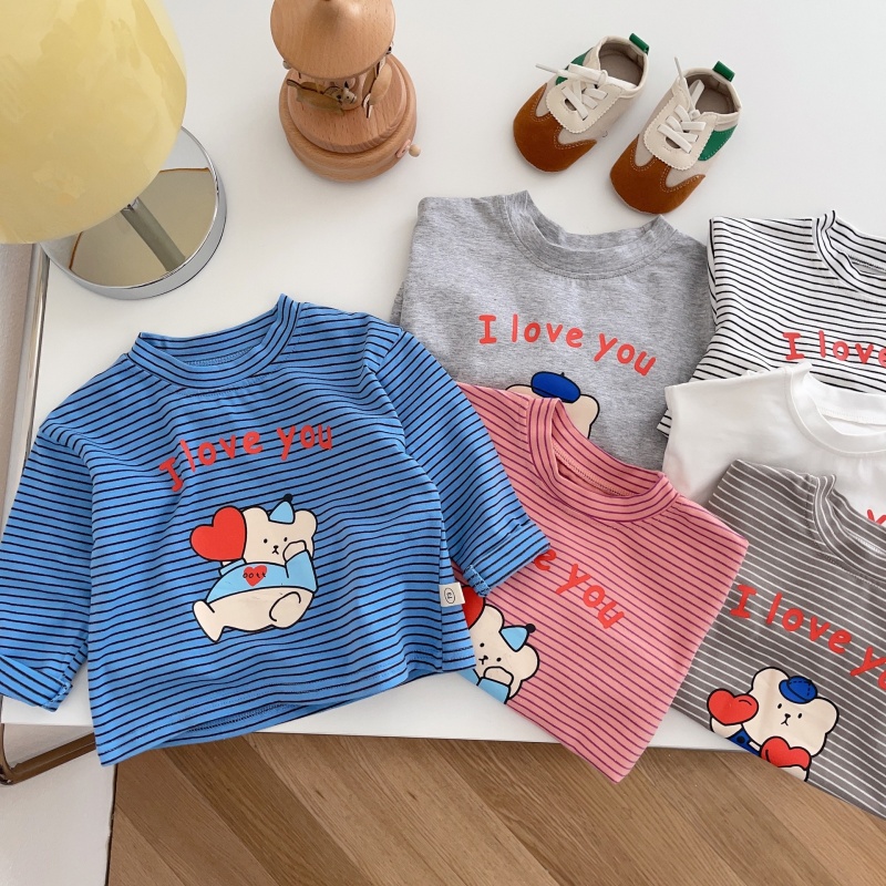 I LOVE YOU Baby Toddler Letter Print Striped T-Shirt Top