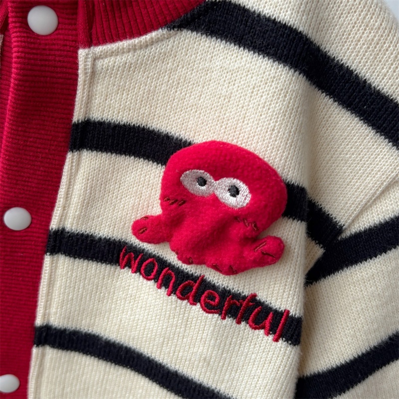 Baby Girl Striped Knitted Sweater Romper