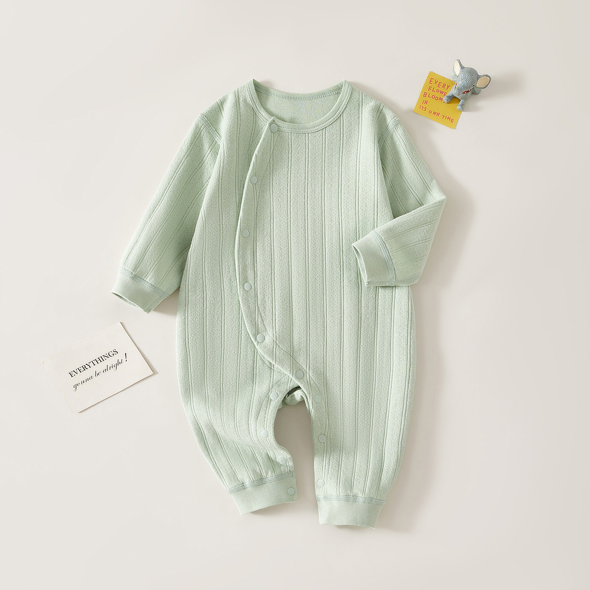 Baby Pure Color Button Basic Romper
