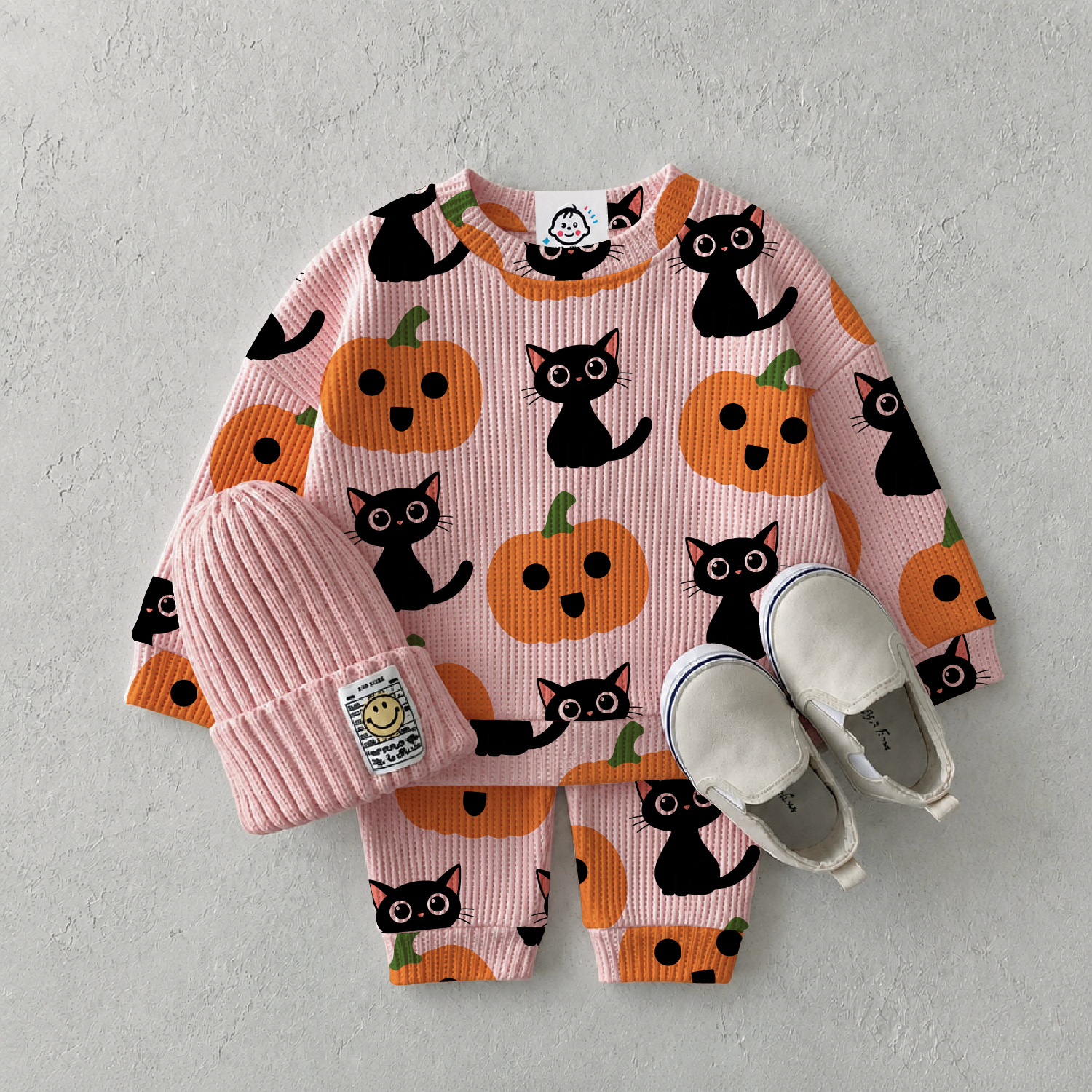 Baby Halloween Pumpkin Cat Waffle 2-Piece Set