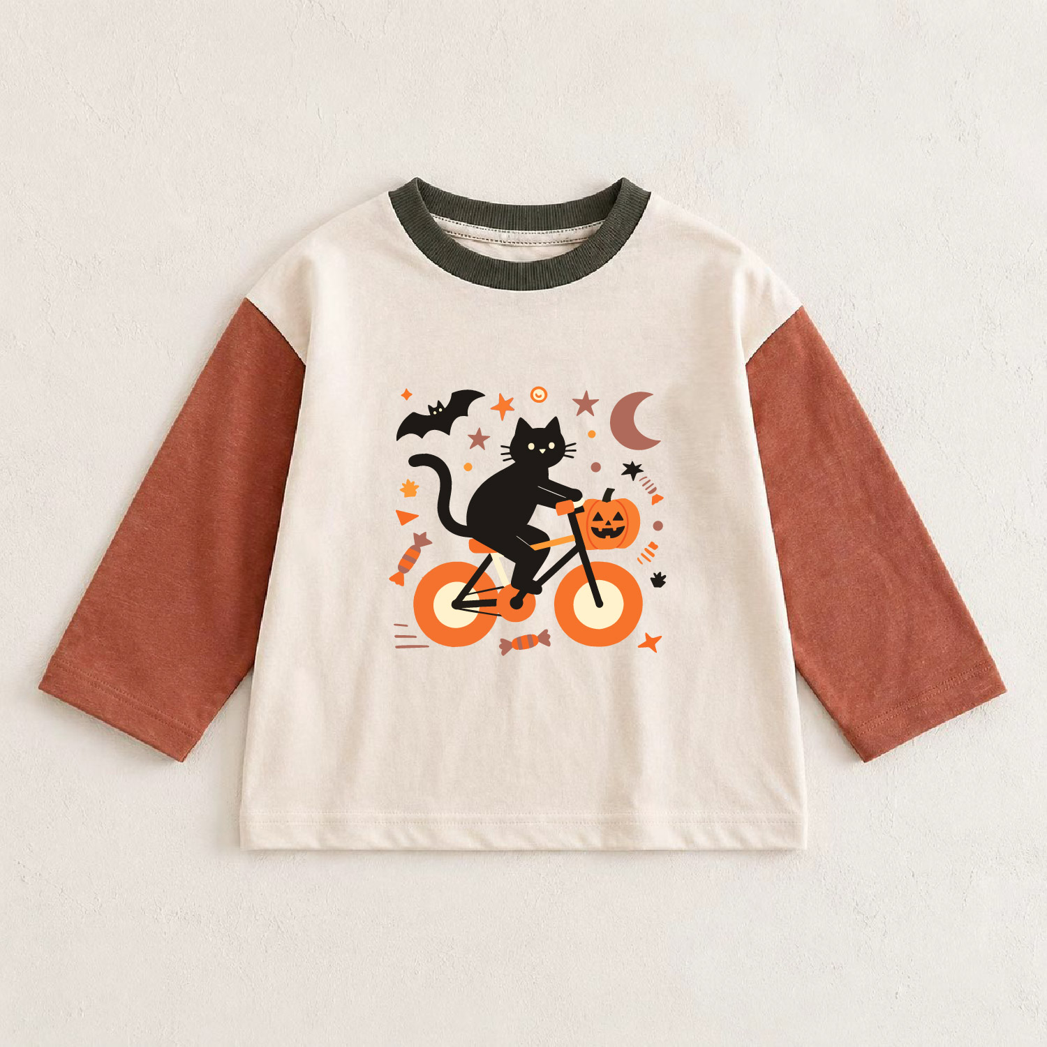 Baby & Kids Cat Bicycle Bat Color Block T-shirt