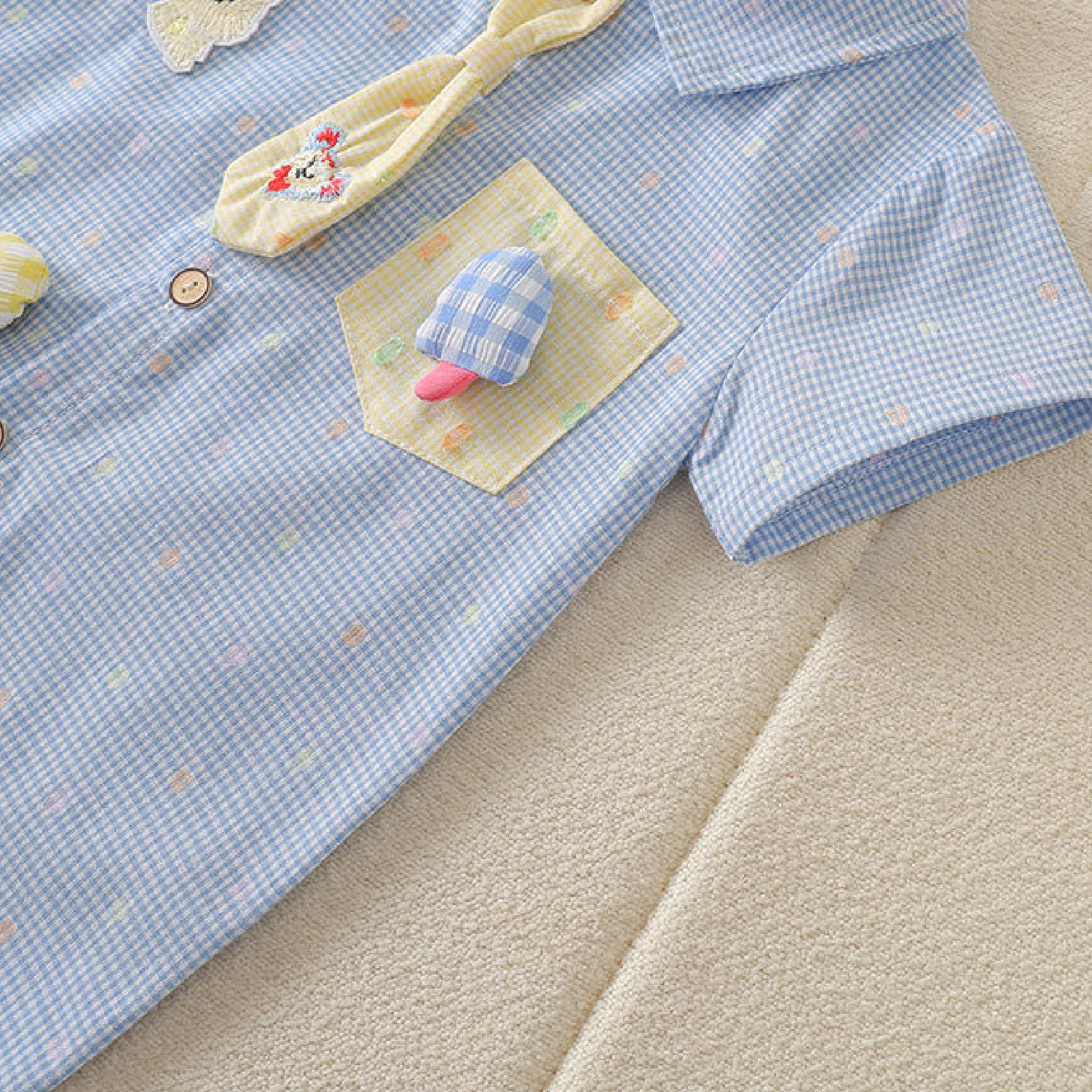 Baby Tie Bear Lapel Polka Dots Onesie