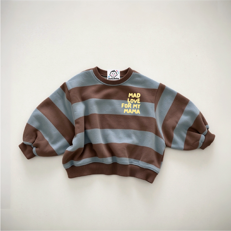 Mad Love For My Mama Baby & Kids Slogan Stripe Sweatshirt