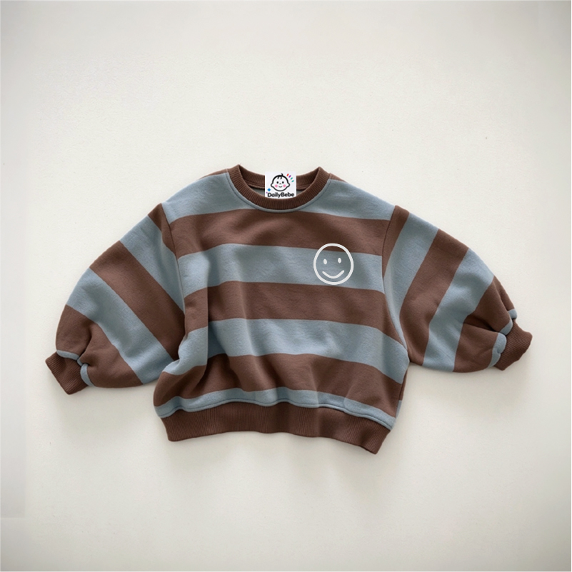 Baby & Kids Smile Face Print Stripe Sweatshirt
