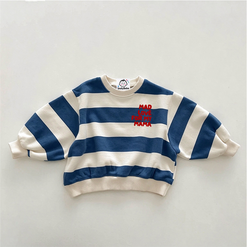 Mad Love For My Mama Baby & Kids Slogan Stripe Sweatshirt