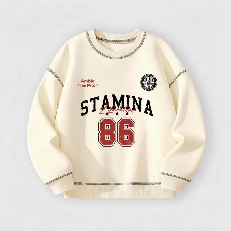 Boys Retro Number Print Pullover Sweatshirt & Kids Sweatshirt