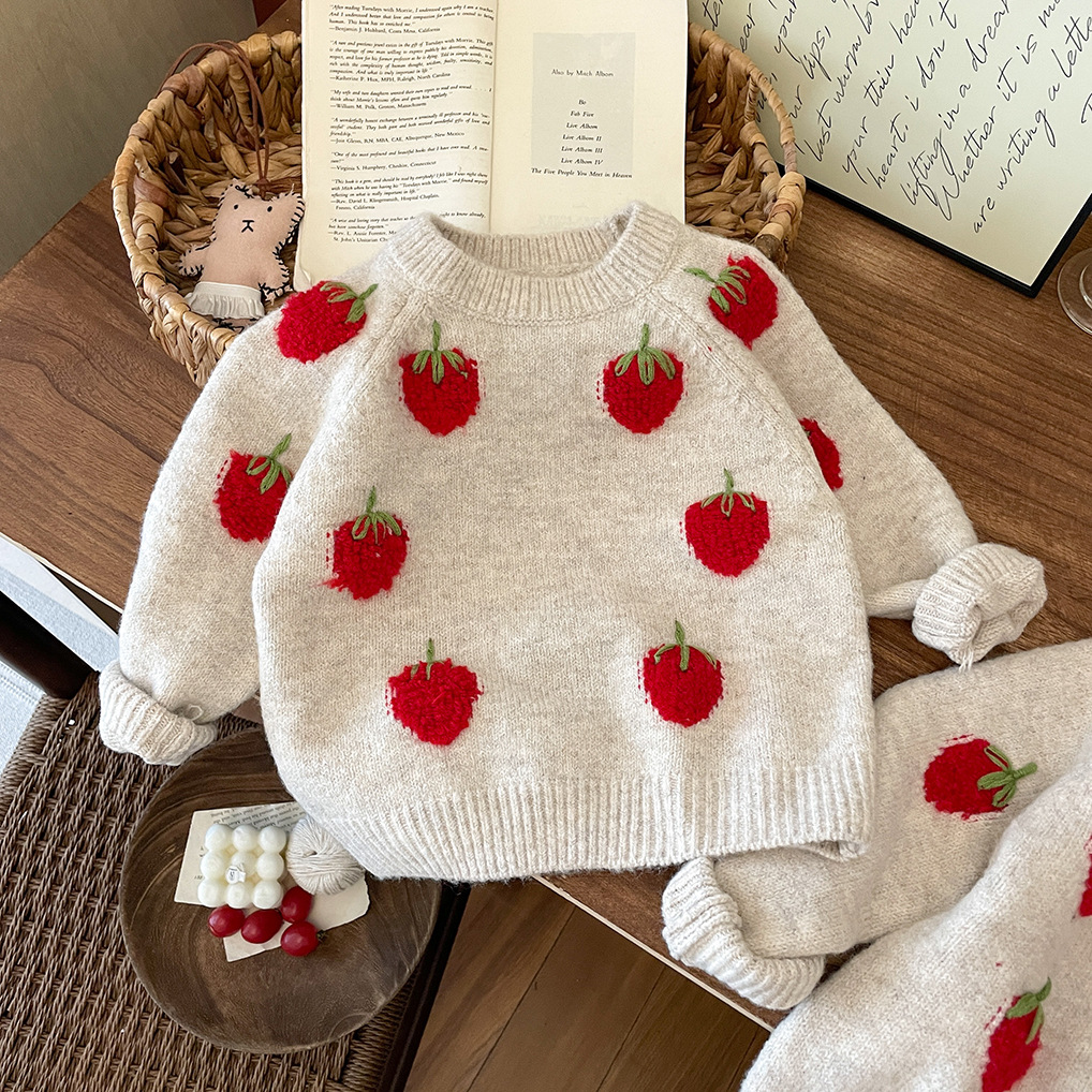 Toddler Girls Cute Strawberry Cardigan Sweater