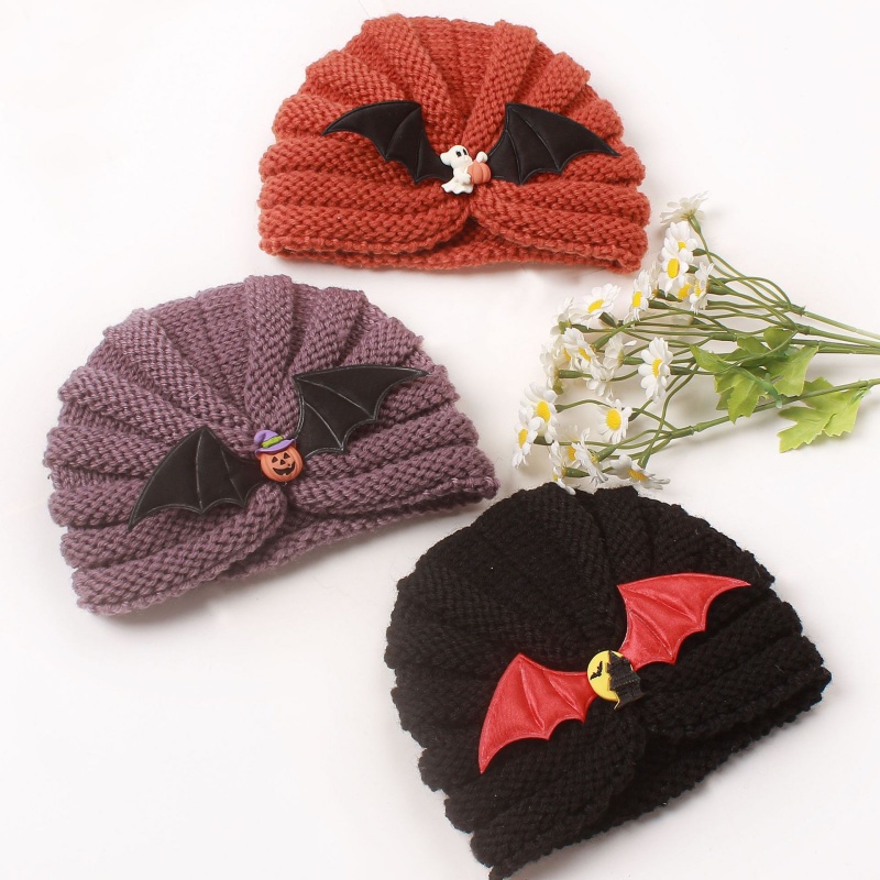 Baby Halloween Pumpkin Bat Knitted Hat