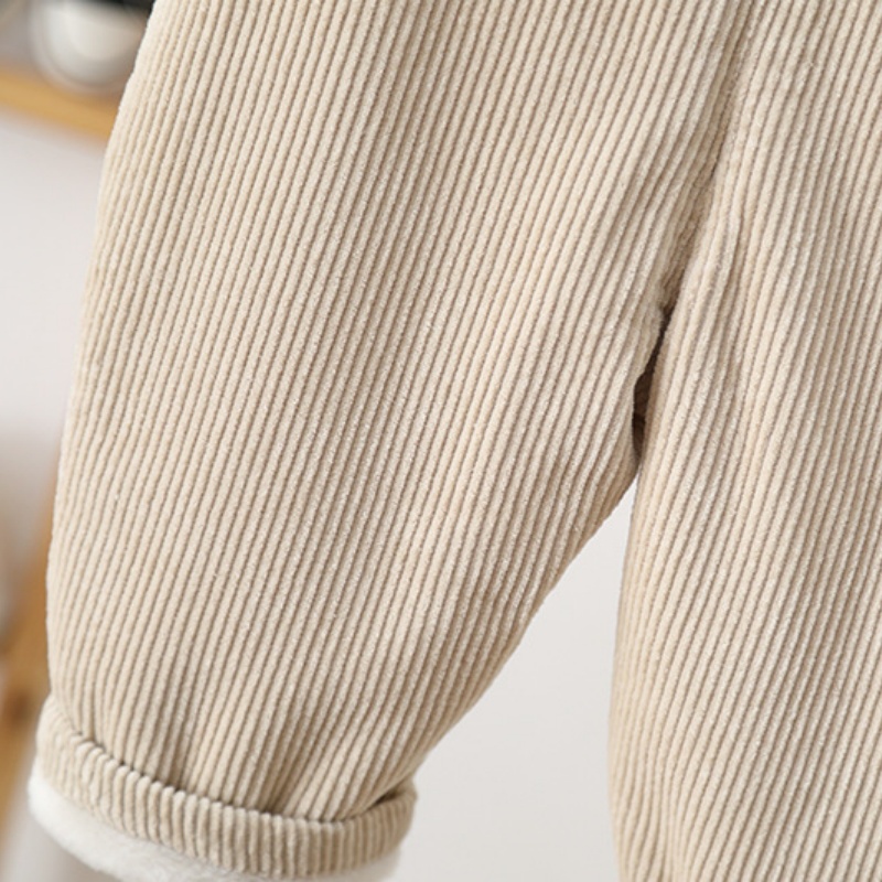 Baby Toddler Fleece-Lined Corduroy Bear-Print Overalls