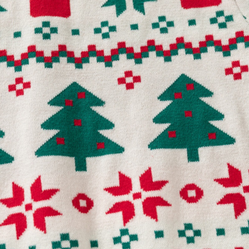 Kids' Christmas Print Color-Block Sweater