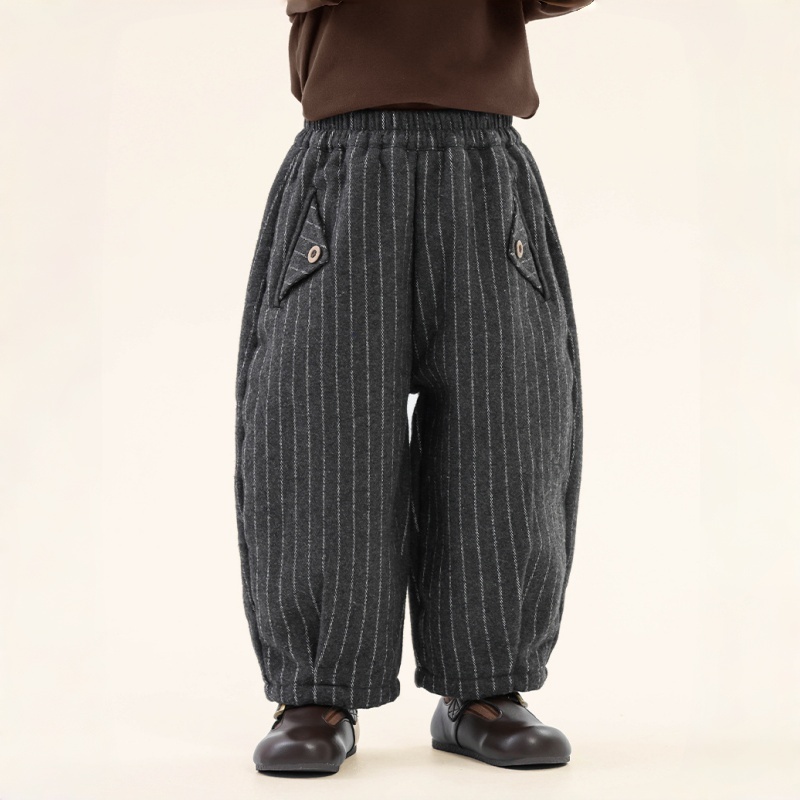 Kids' Striped Fleece-Lined Casual Pants