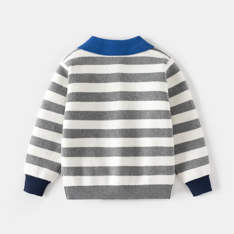 Baby Kids' Boy Striped Polo Neck Sweater