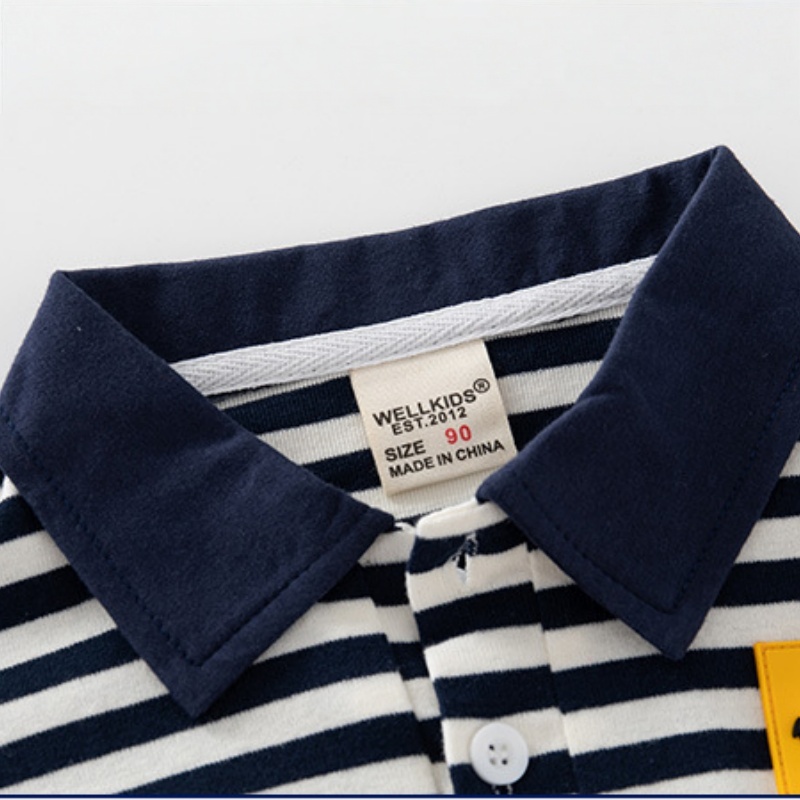 Baby Kids' Boy Smiley Face Striped Polo Shirt