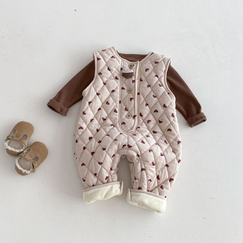 Baby Heart Print Tank Top Thickened Romper
