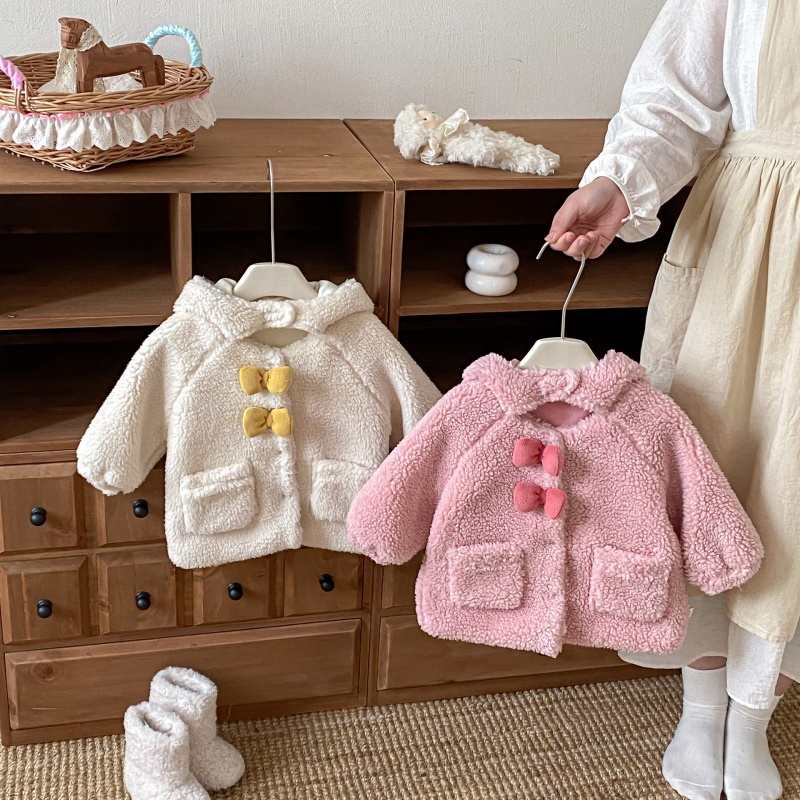 Baby & Kids' Girls' Bow-Tie Lambswool Outerwear