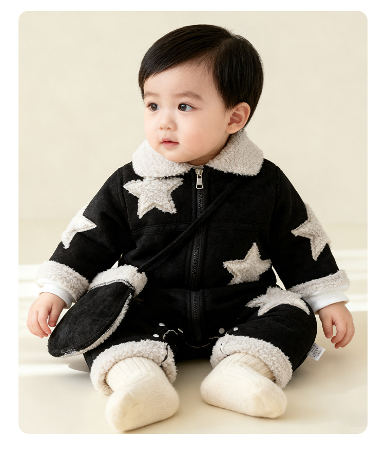 Baby Five-Star Print Fleece Romper