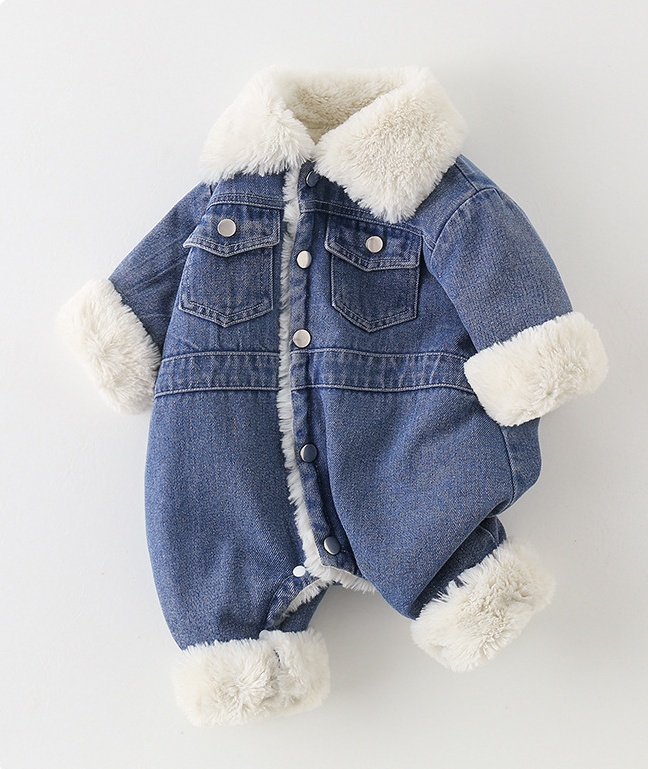 Baby Toddler Denim Fleece Romper