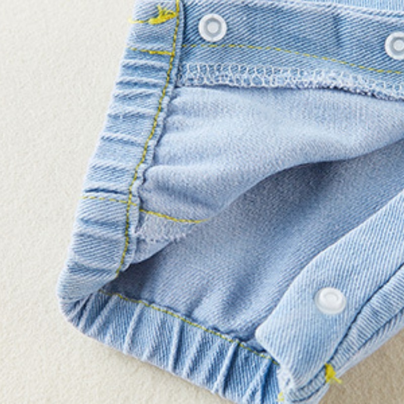 Baby Bear Print Denim Romper