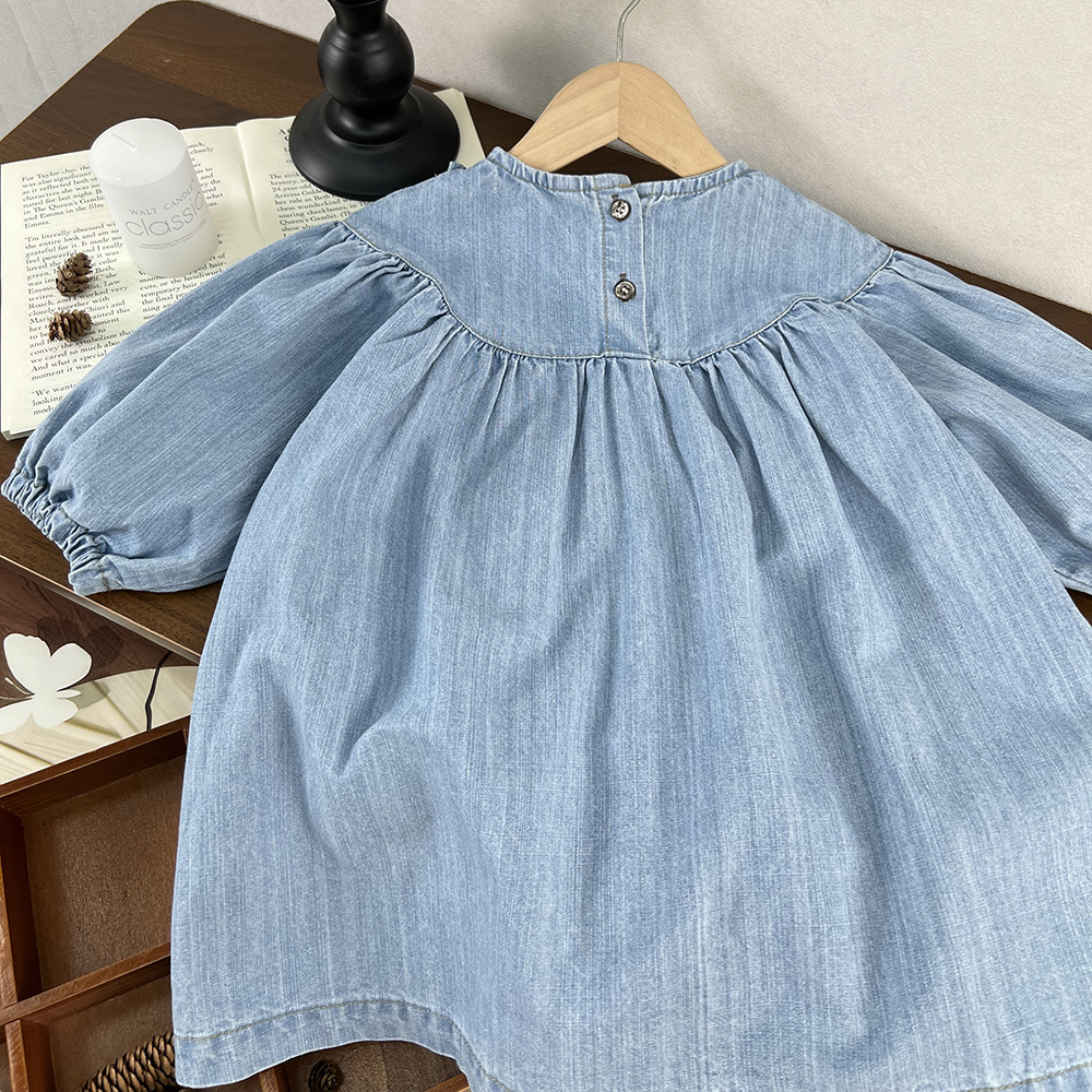 Baby Kids Girl Sweet Solid Color Denim Dress