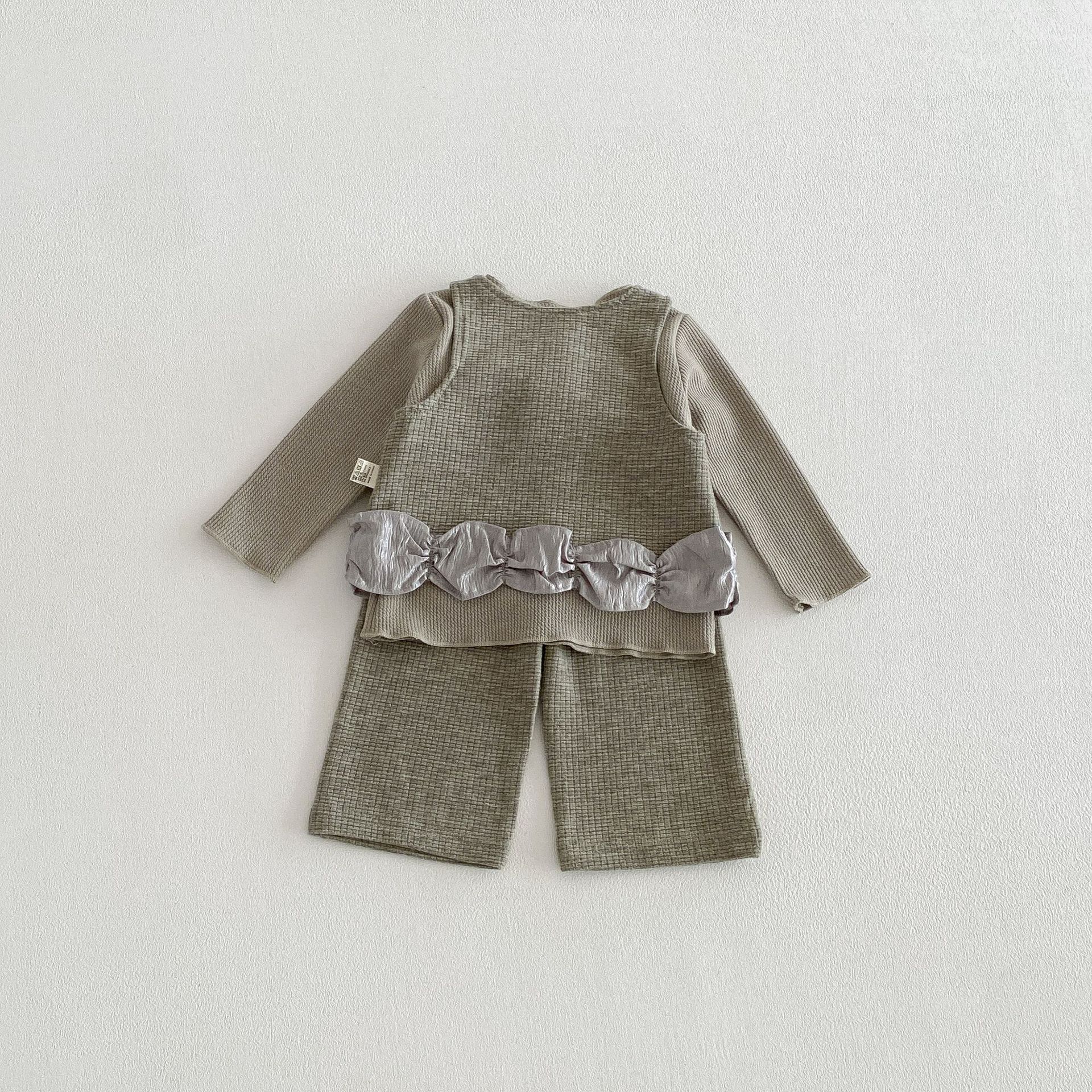 Baby Toddler Girl Solid Color Lace Tank Top & Pants/Top