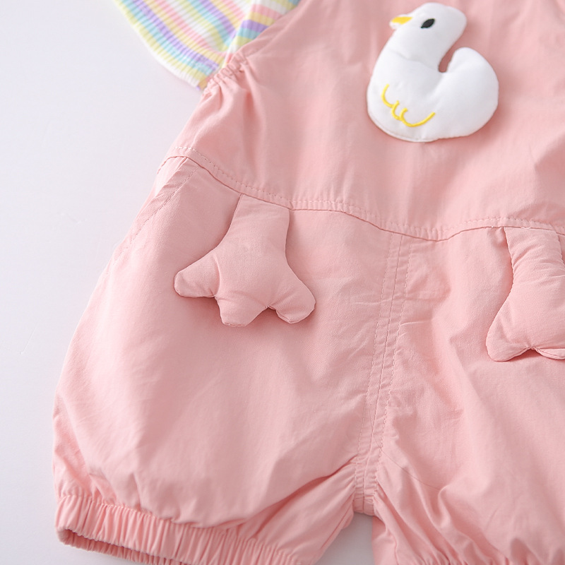 Toddler 2-Piece Duck Striped Overalls Set