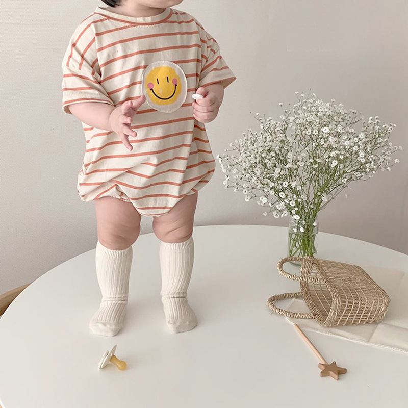 Baby Smiley-Face Striped Romper