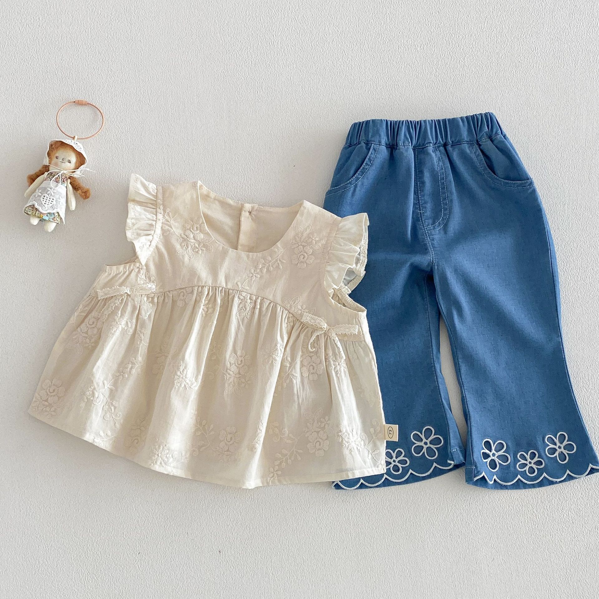 Toddler Girls Cotton Floral Lace Tank Top or Pants