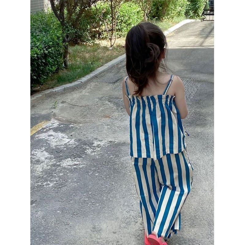 2-Piece Toddler Girls' Striped Tank Top & Wide-Leg Pants Set