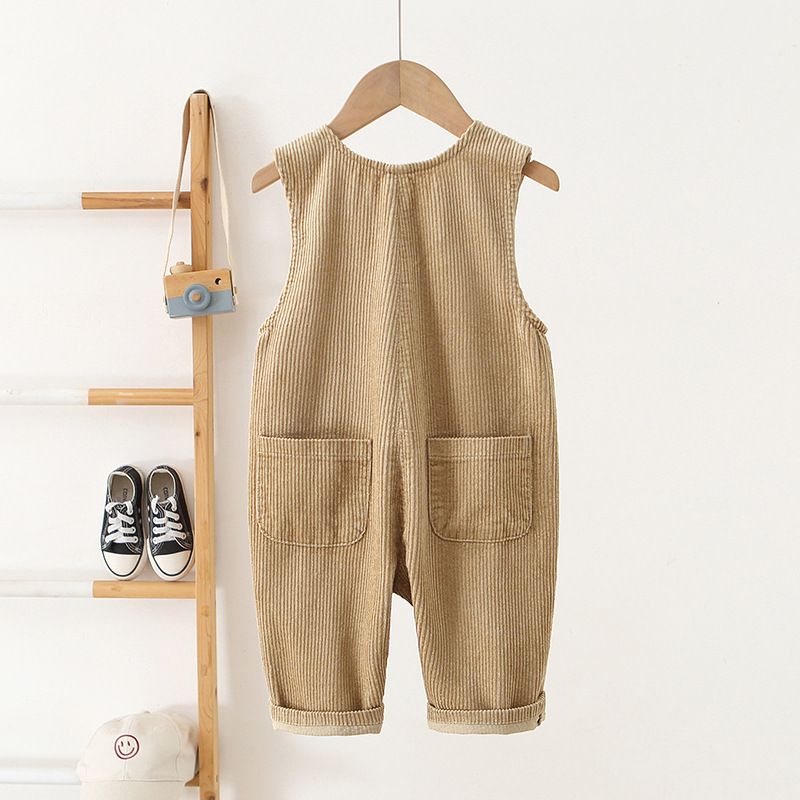 Kids Solid Color Corduroy Overalls