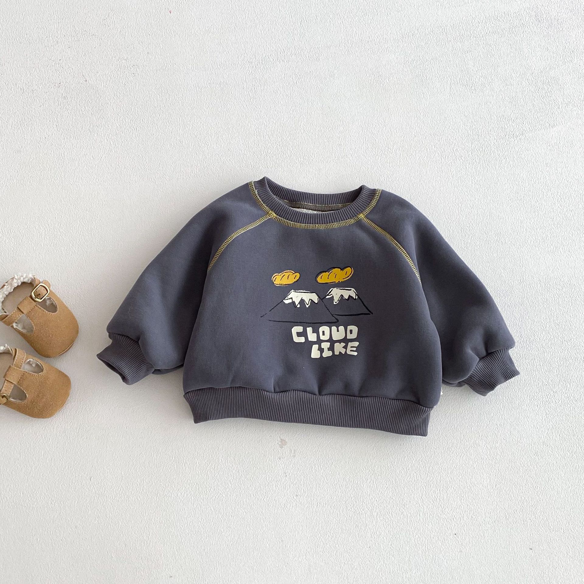 Toddler Cartoon Pattern Contrast Color Stitching Sweatshirt