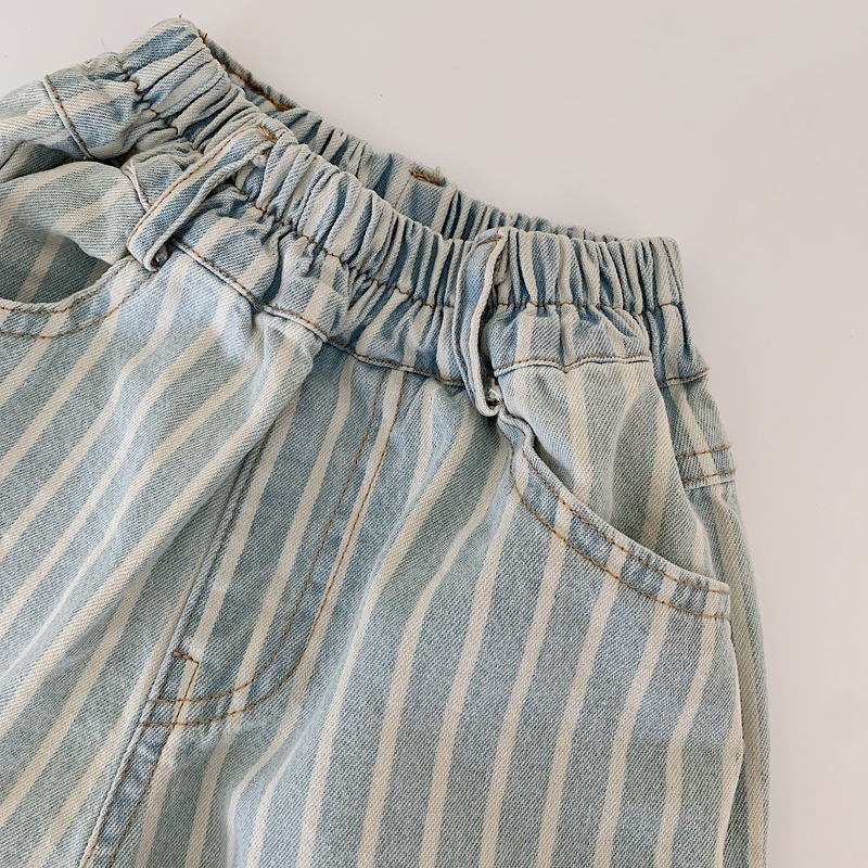 Kids Stripe Loose Denim Pants