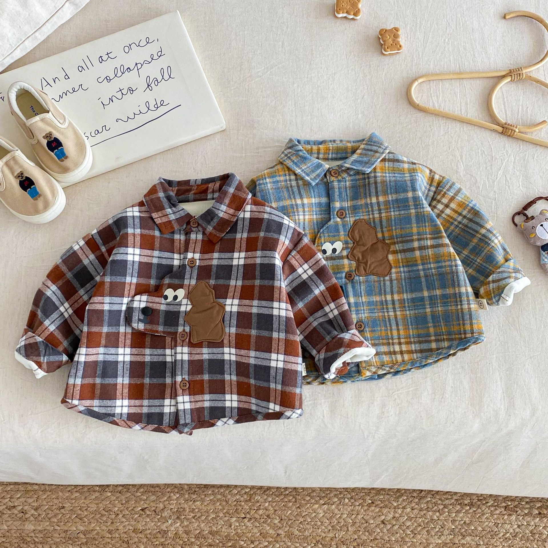 Baby & Kid Checkered Dog Fleece Outerwear