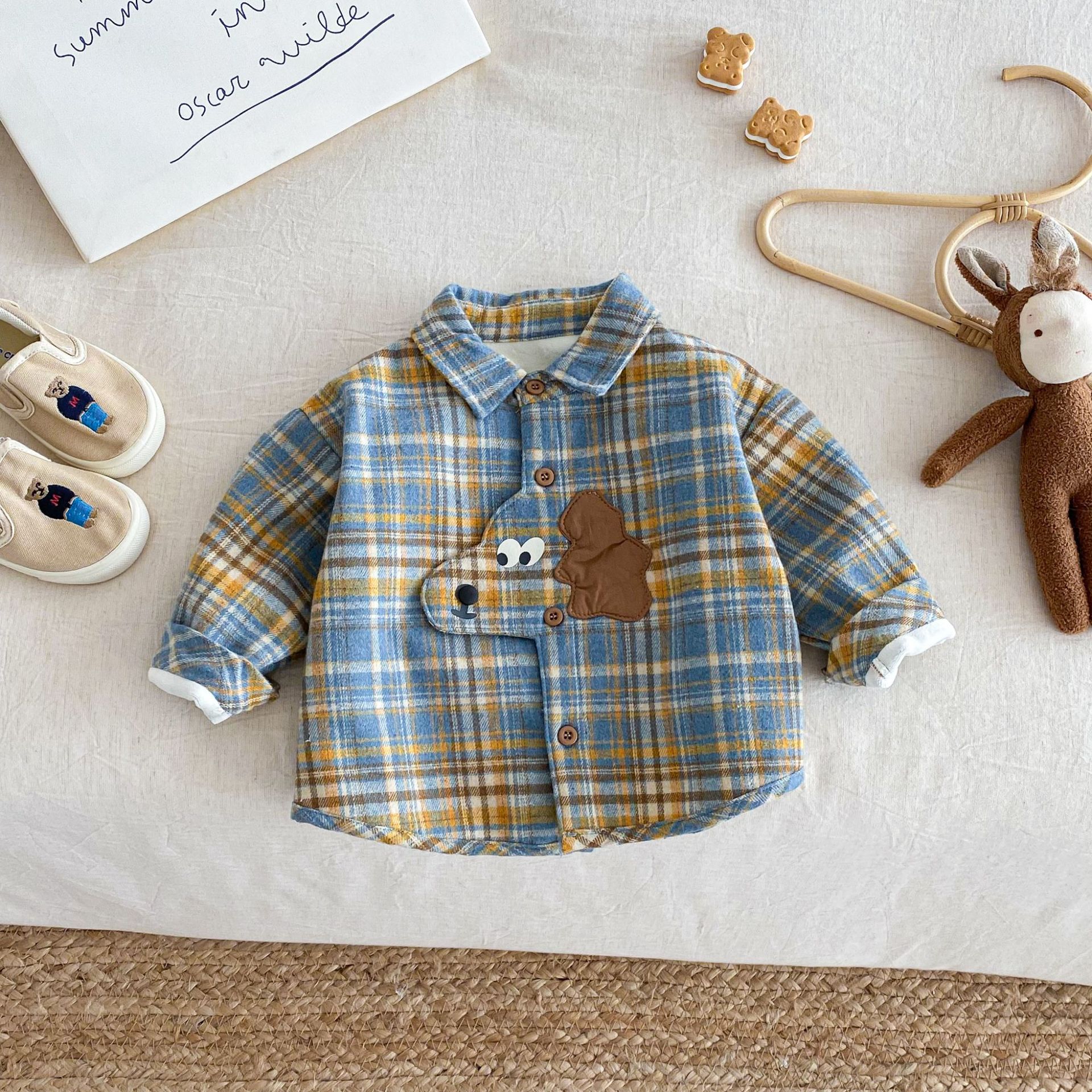Baby & Kid Checkered Dog Fleece Outerwear
