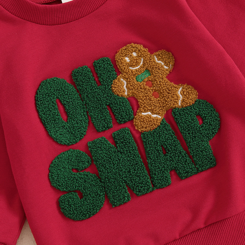 Baby Letter Gingerbread Man Embroidery Sweatshirt