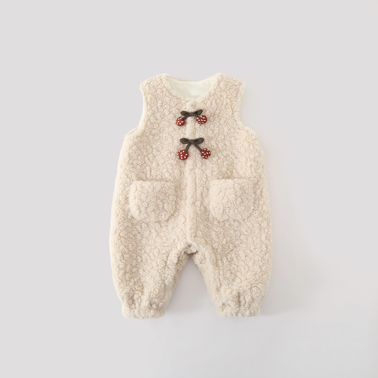 Baby Lettuce Edge Collar Top and Fleece Overalls Set