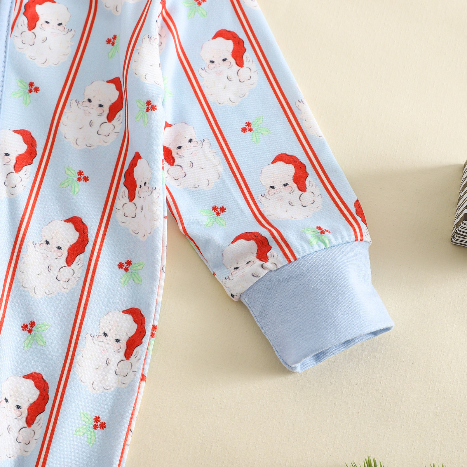 Baby Stripe Santa Claus Zipper Romper
