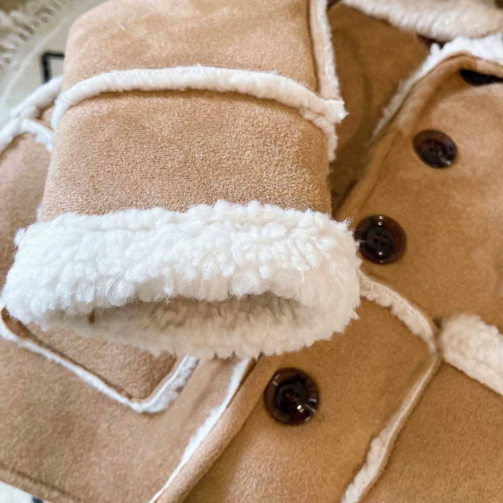 Kids Retro Fleece Lined Lambswool Hooded Outerwear