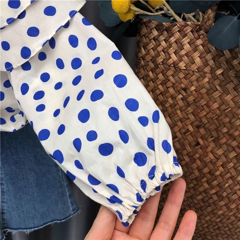 2-Piece Baby Toddler Girls Polka Dot Top Jeans Set