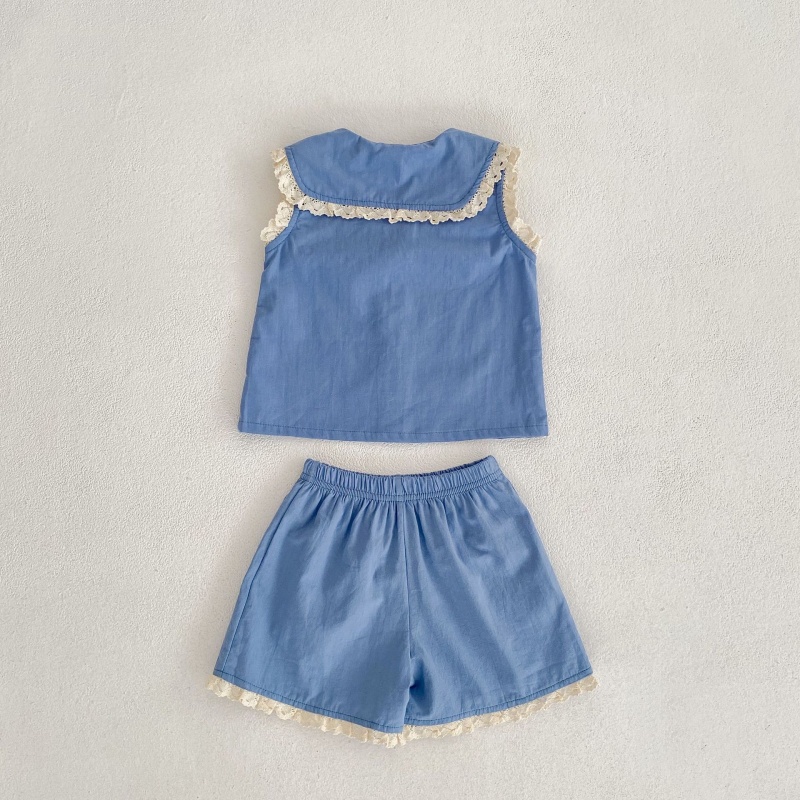 Baby Toddler Lace Patchwork Tank Top and Shorts 2-Piece Set